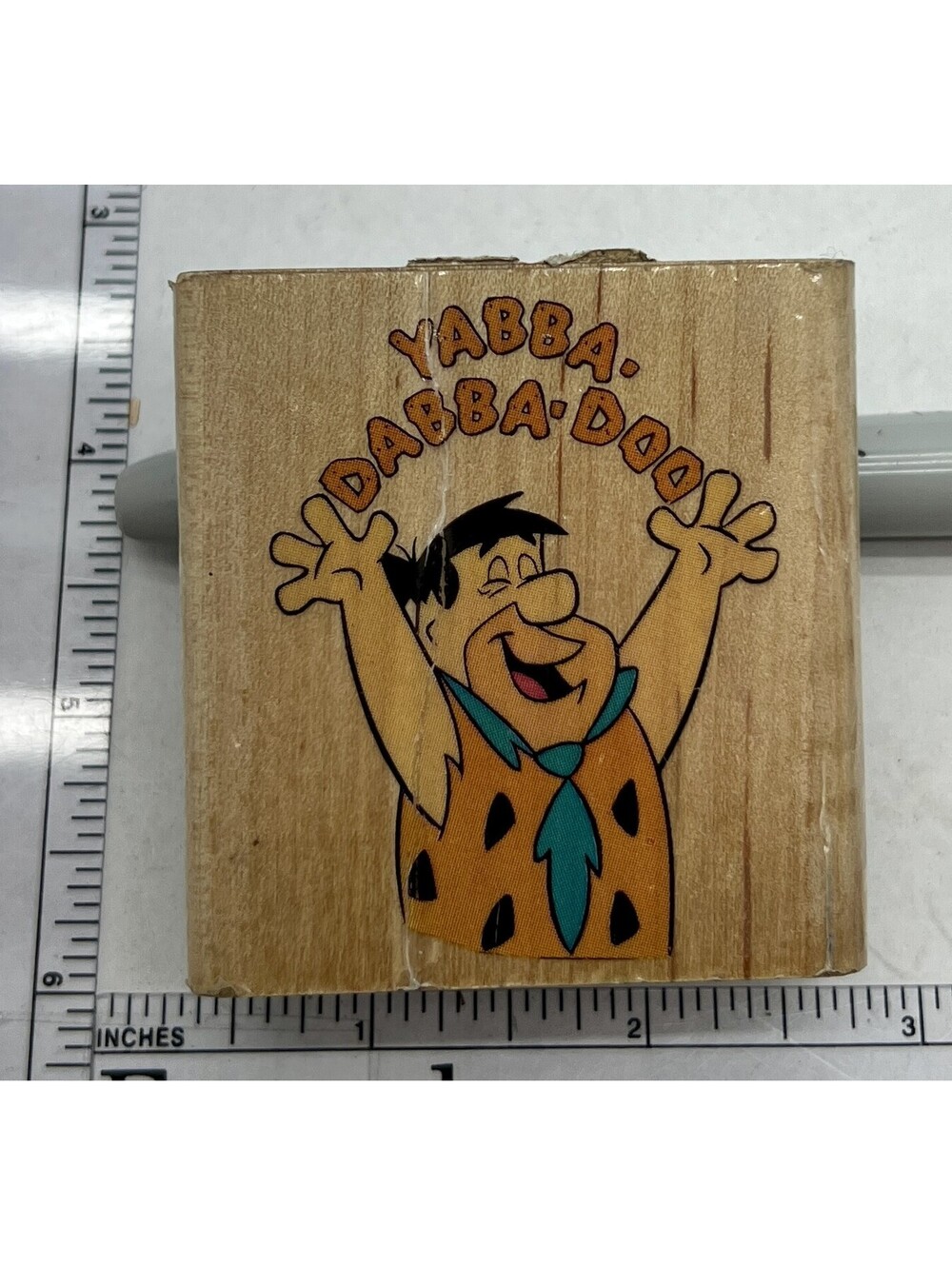 Vintage Fred Flintstone Yabba Dabba Doo Wood Mounted Rubber Stamp